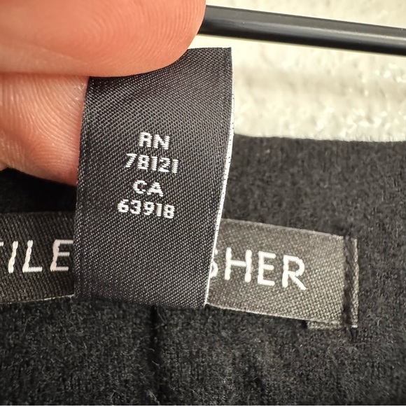 Eileen Fisher Pants Womens Large Black Boiled Wool Side Zip Wide Leg Classic - Picture 5 of 12